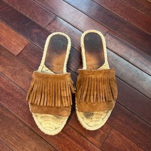 Andre Assous suede fringe slides size 38/8